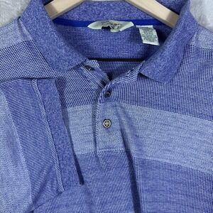 VINTAGE 90s Reebok Polo Men's L Golf Shirt Y2K Blue Striped Collared 100% Cotton